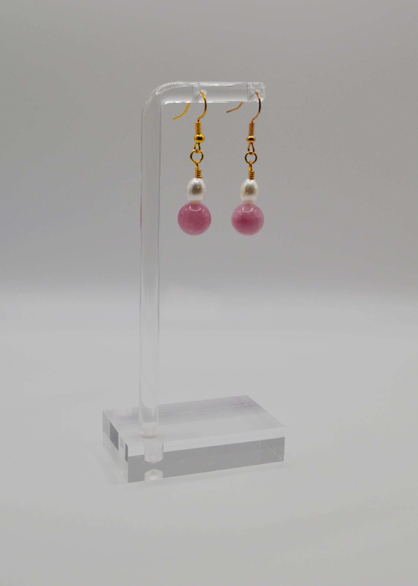Rose pink and pearl earrings