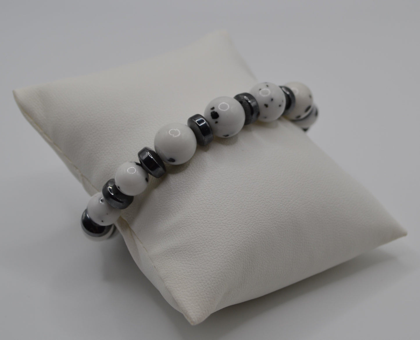 Dalmatian Rondelle bead bracelet