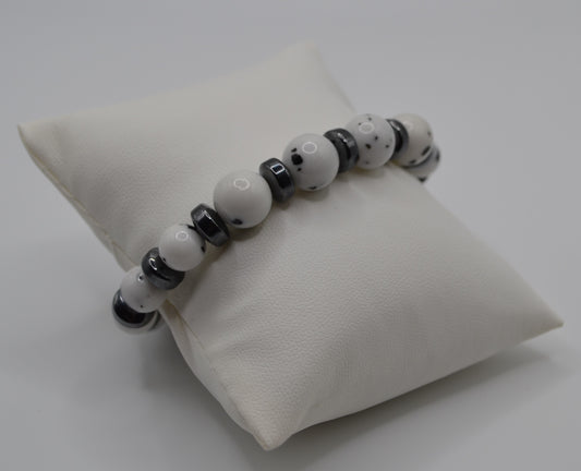 Dalmatian Rondelle bead bracelet