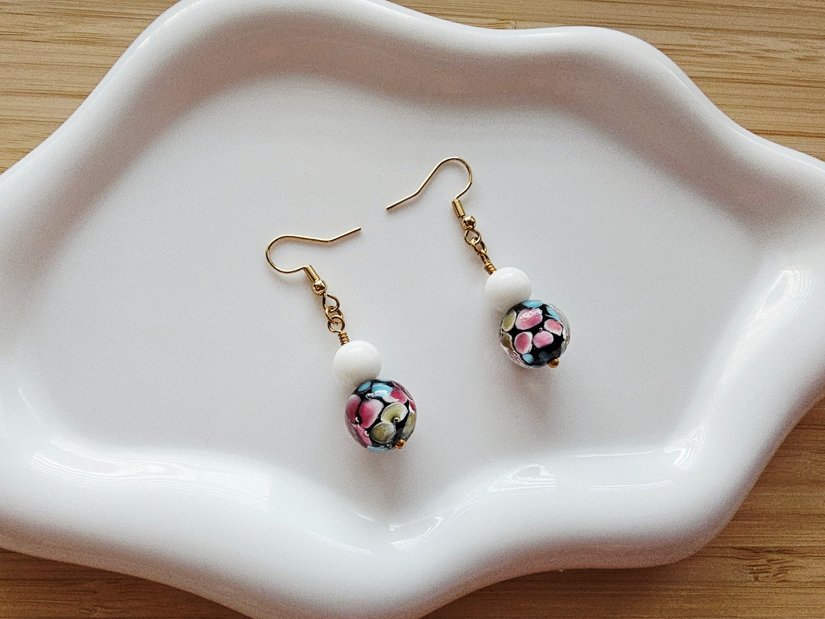 Floral glass earrings
