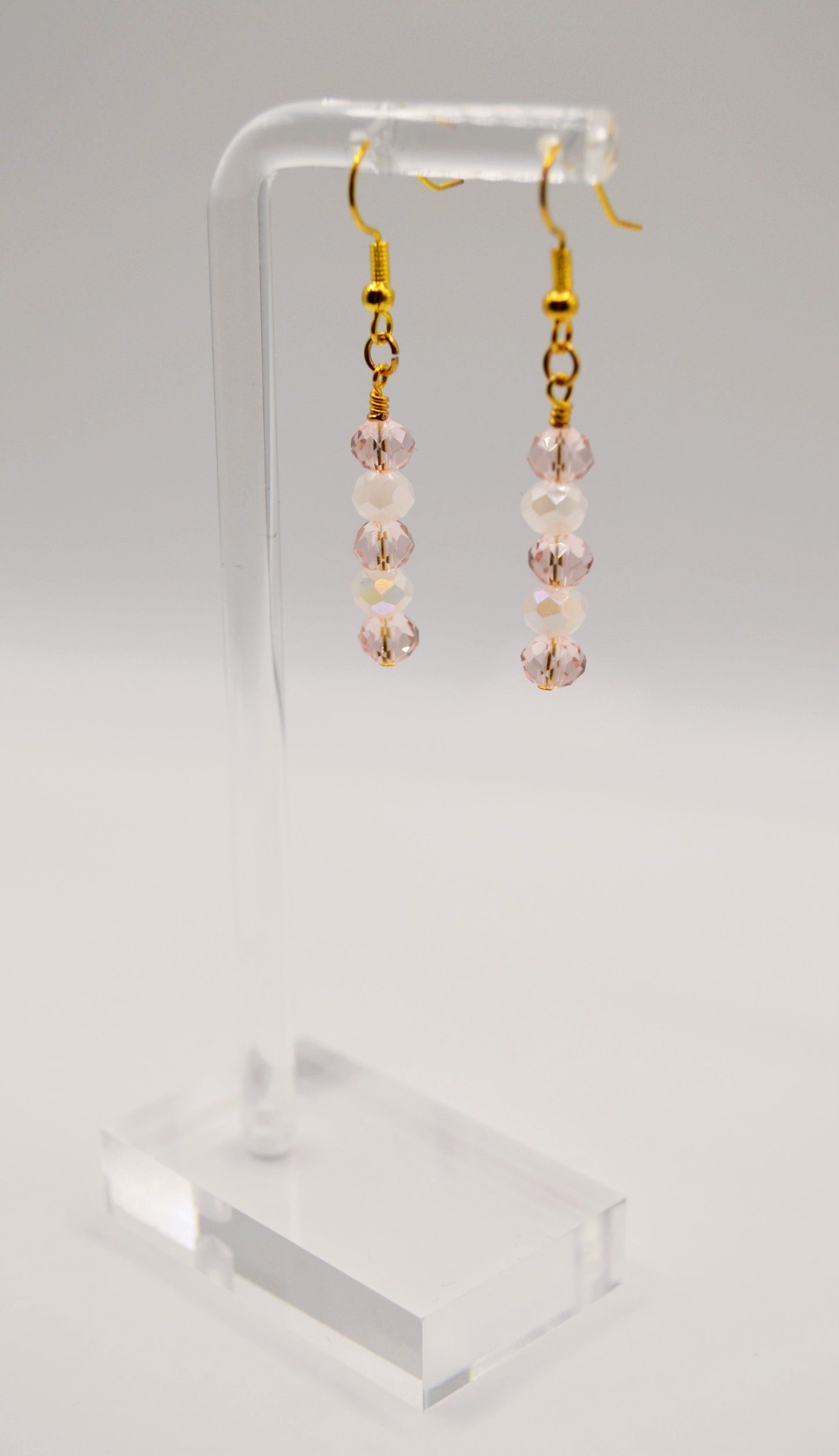 White and pink beaded earrings