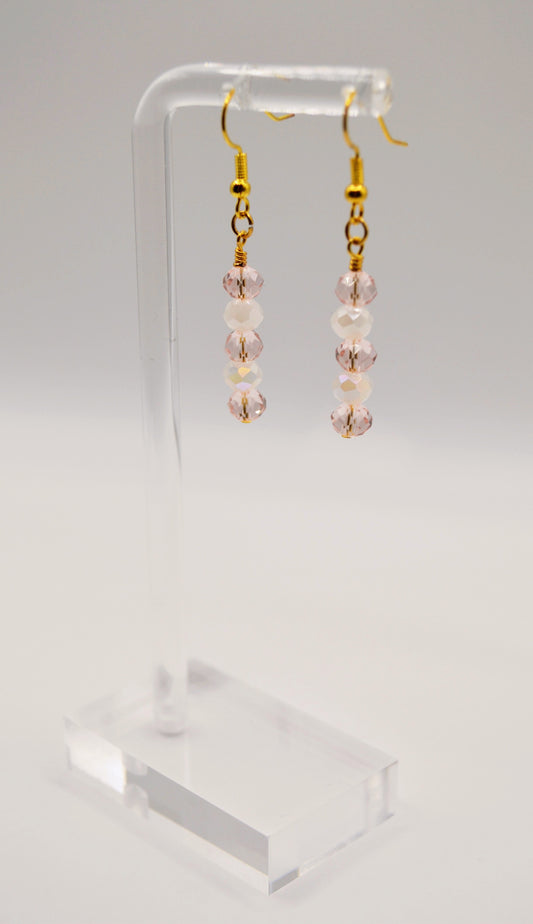 White and pink beaded earrings