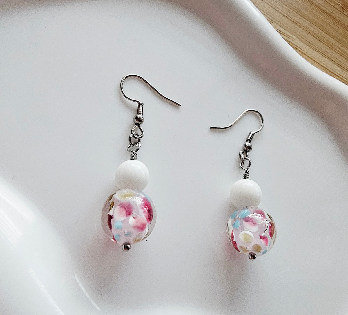 Floral glass earrings