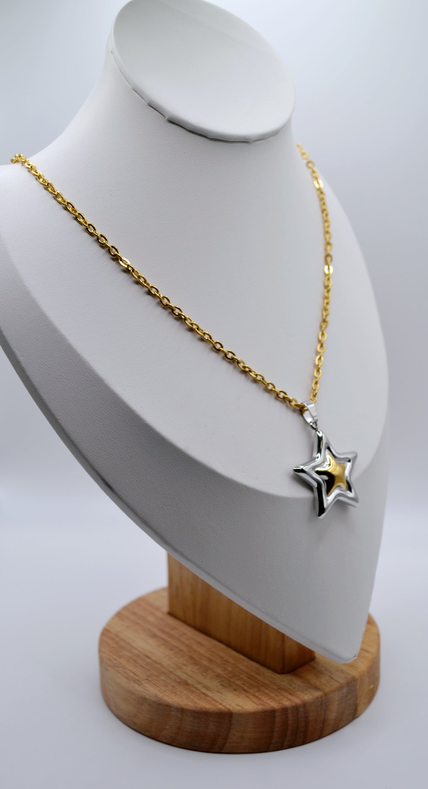 Gold two tone star necklace