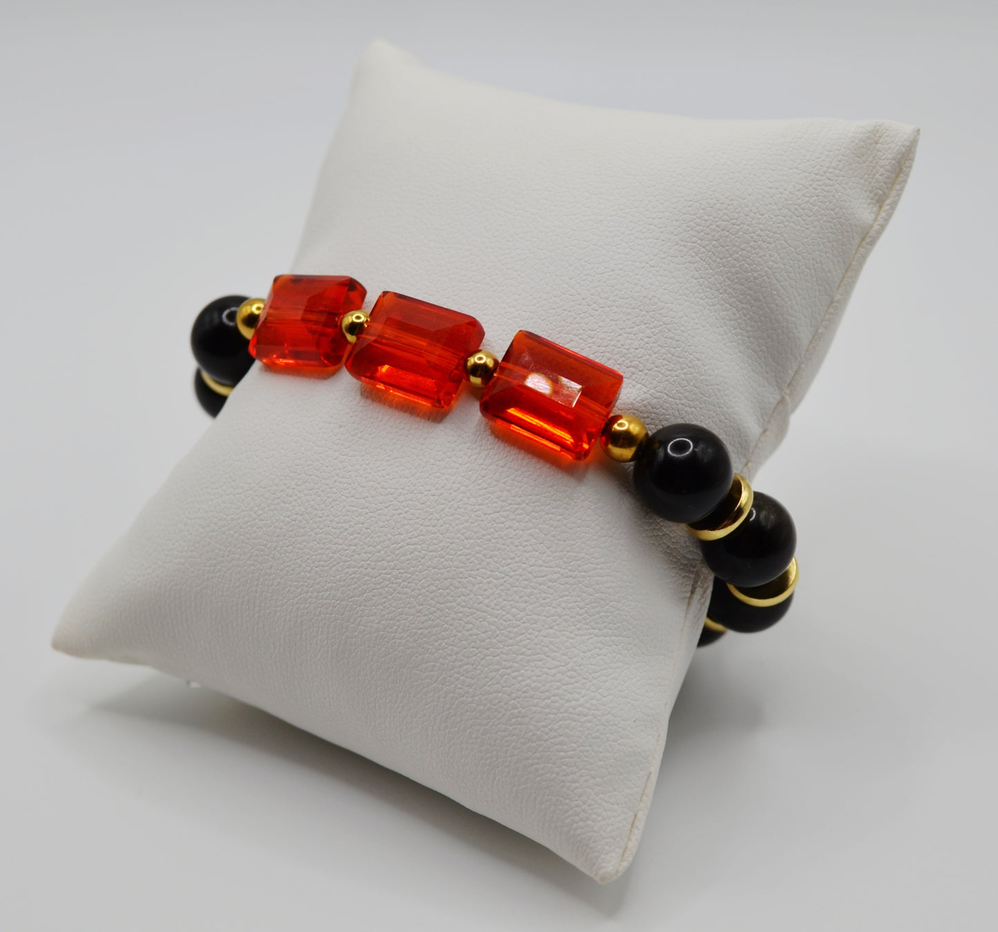 Rectangle faceted glass beaded bracelets