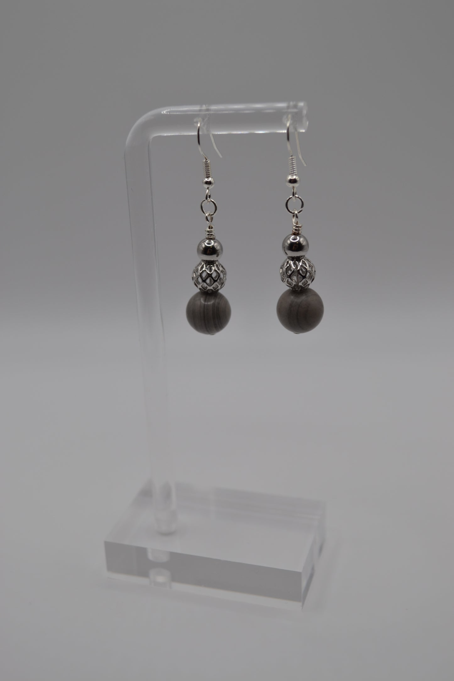 Weimaraner and cage beaded earrings
