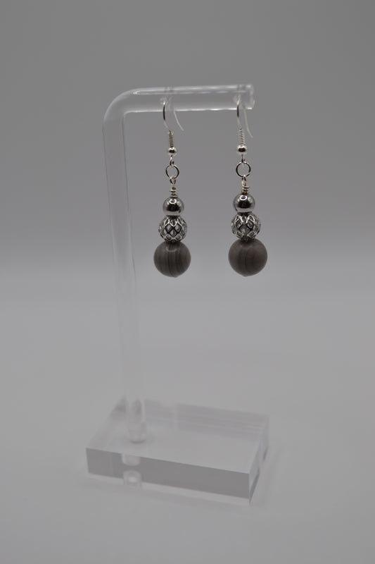 Weimaraner and cage beaded earrings