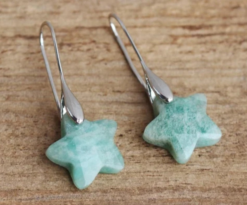 Gemstone star dangle earrings
