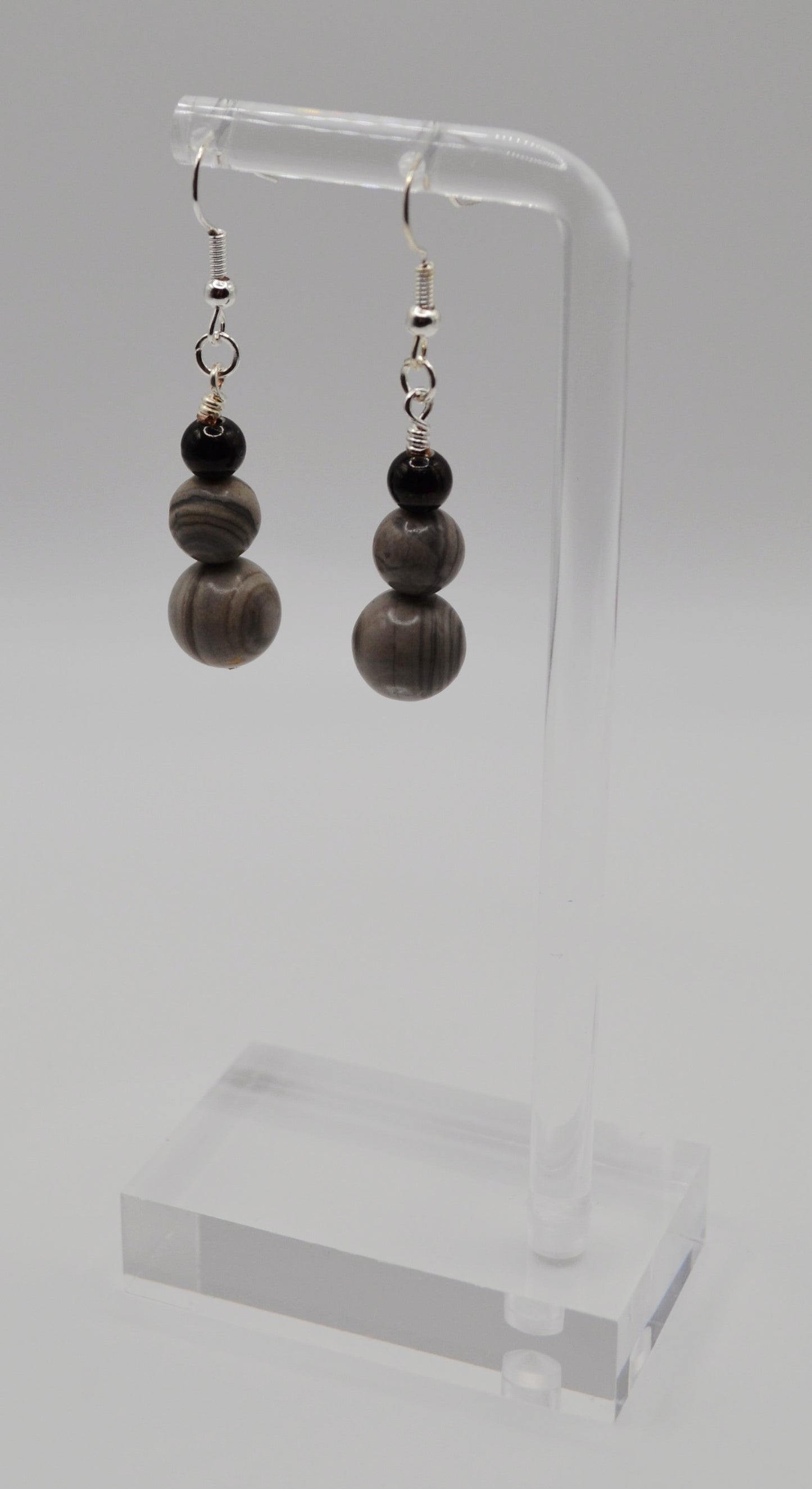 Weimaraner and black beaded earrings