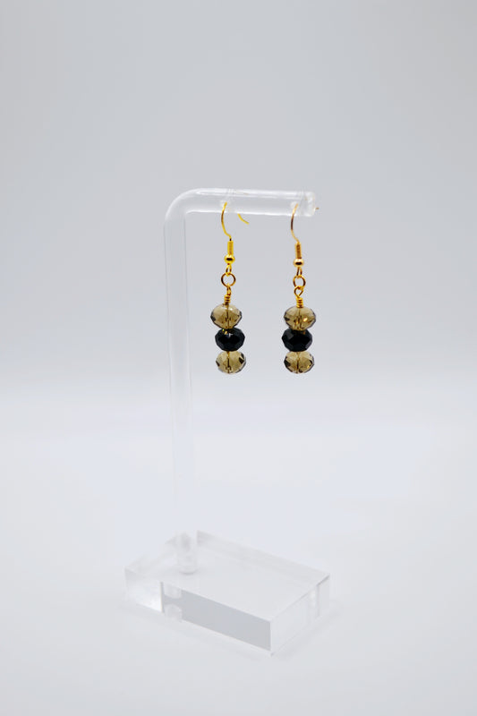 Black and charcoal rondelle beaded earrings