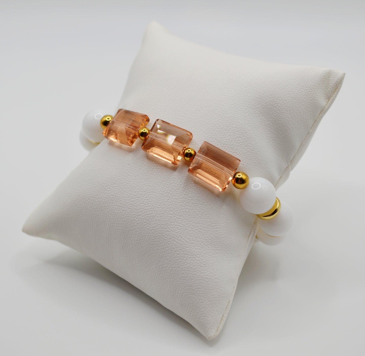 Rectangle faceted glass beaded bracelets