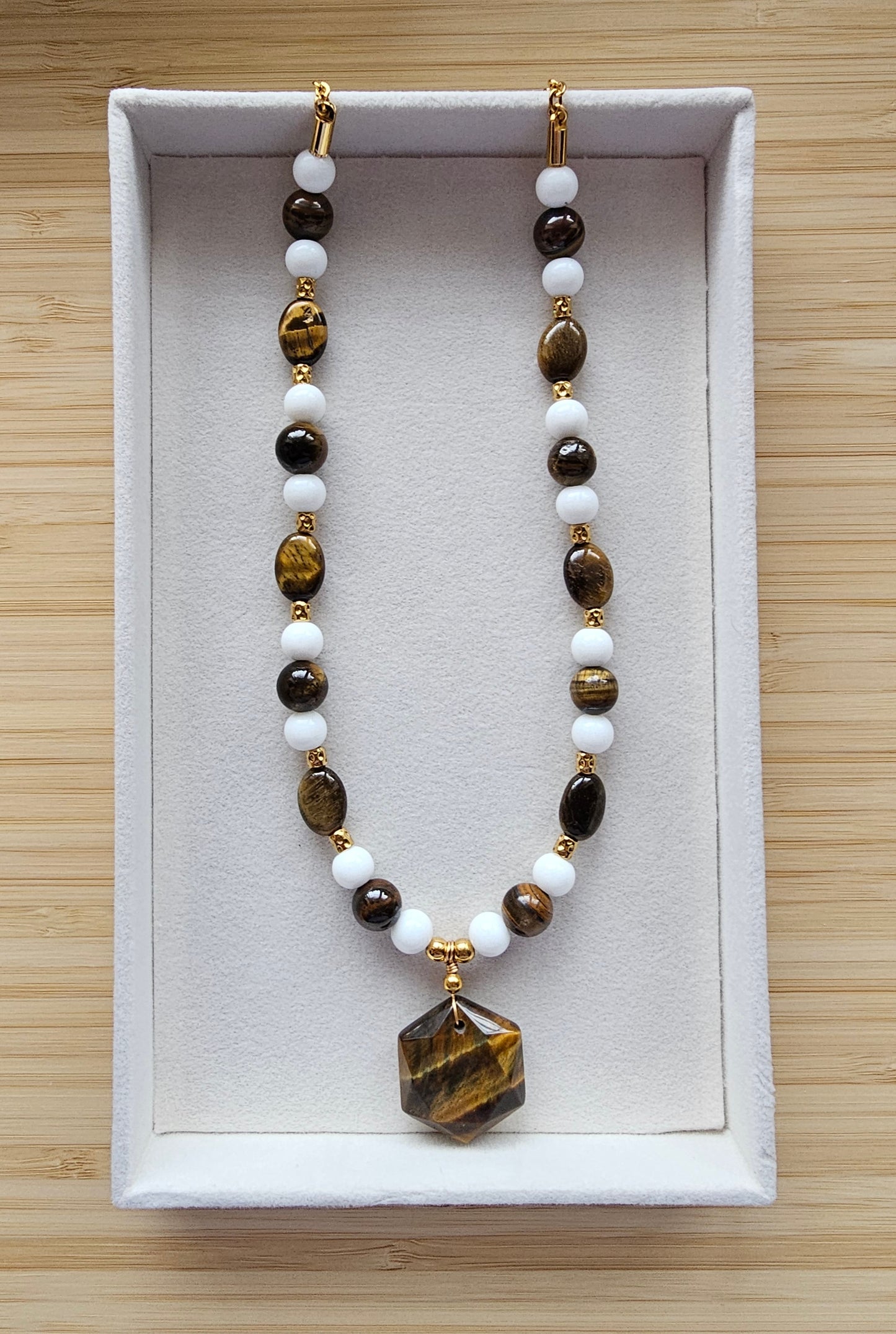 Tiger eye hexagon necklace