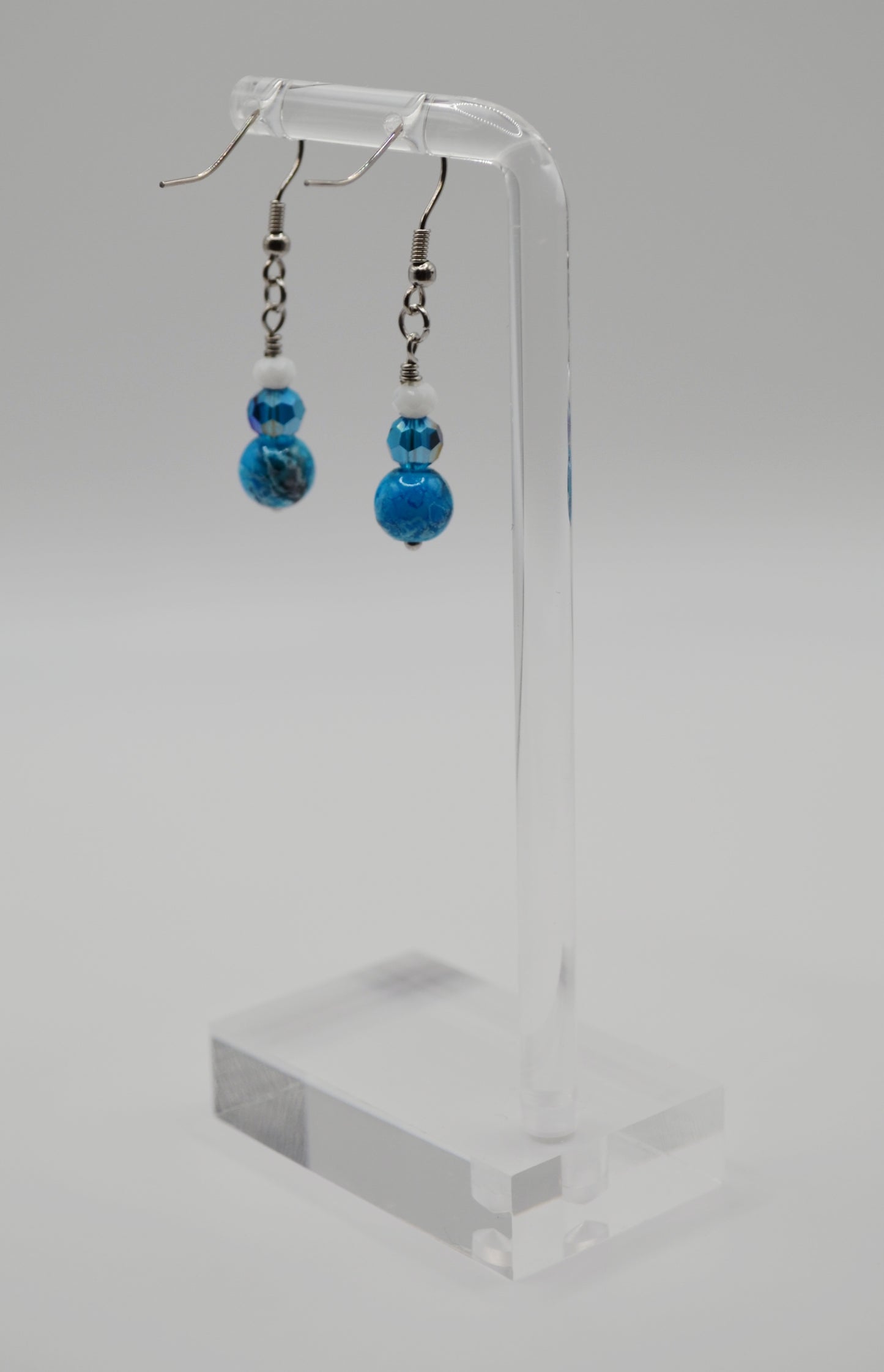 Blue and white marble earrings