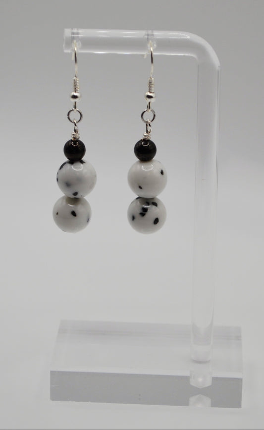 Black dalmatian earrings