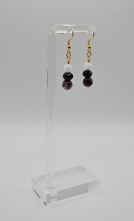 Red, black and white earrings