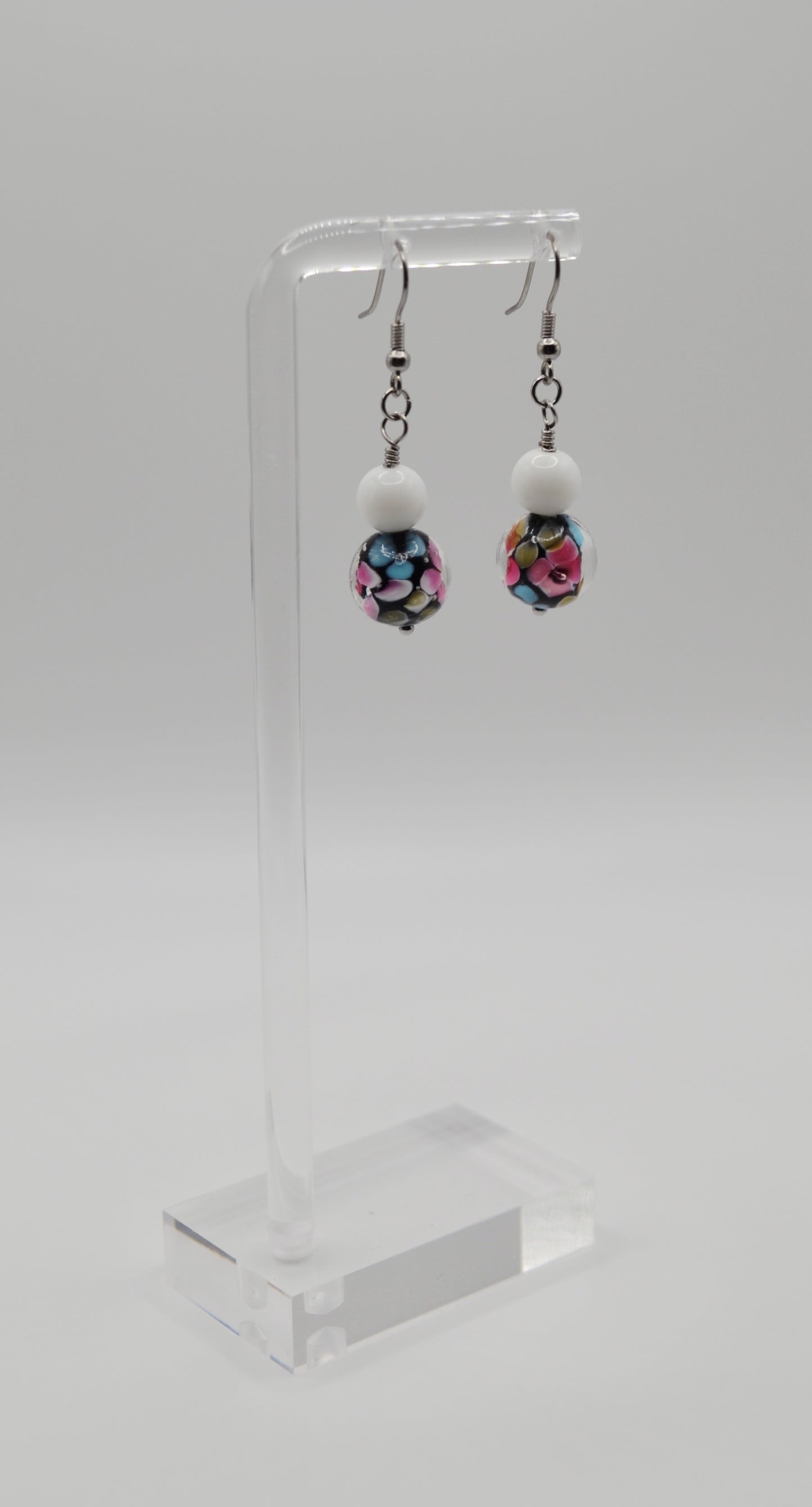 Floral glass earrings