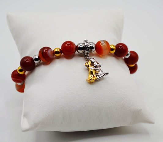 Vizsla red carnelian and gold beaded jewellery set two