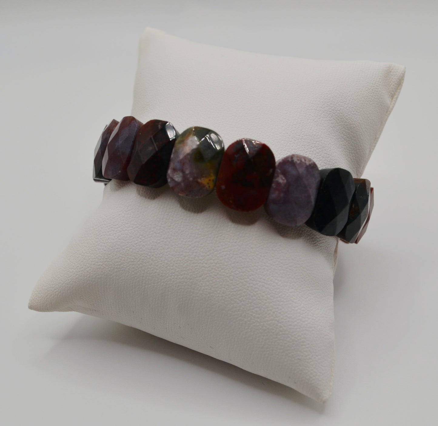 Facted rectangle stone oval beaded bracelets