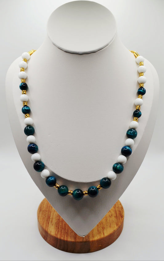 Blue tiger eye necklace gold edition