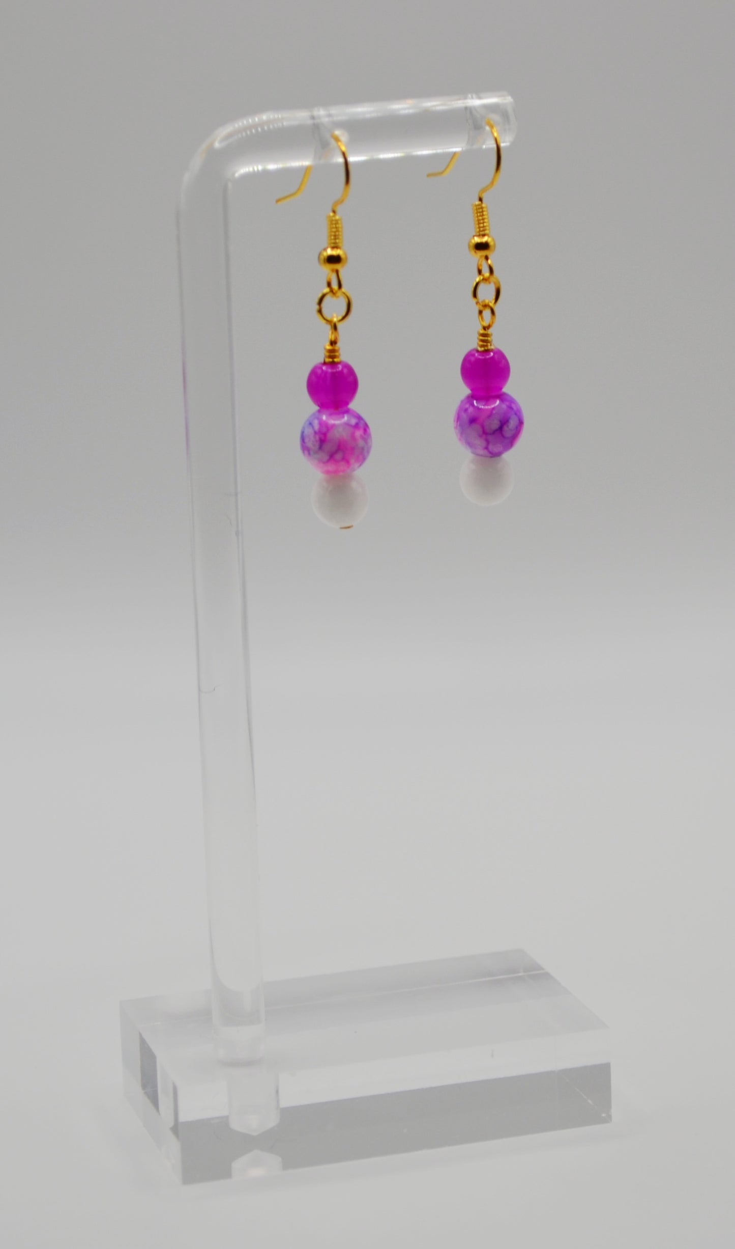 Purple and white marble earrings