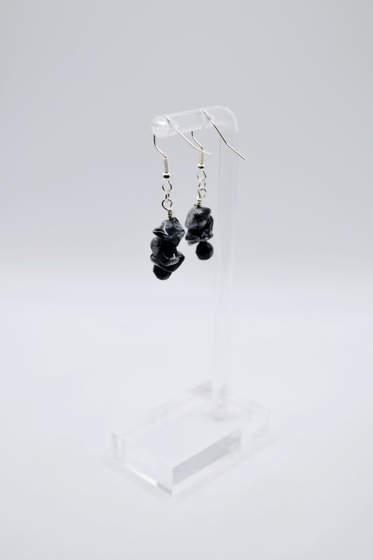 Black marble stone earrings