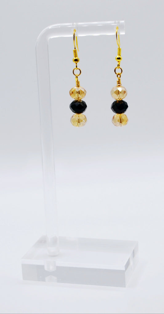Black and champagne bead earrings