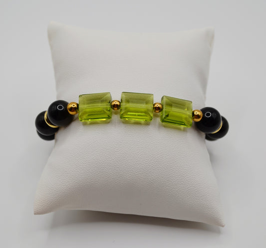 Rectangle faceted glass beaded bracelets