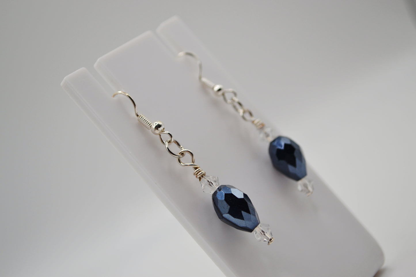 Dark blue crystal drop earrings
