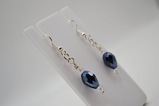 Dark blue crystal drop earrings