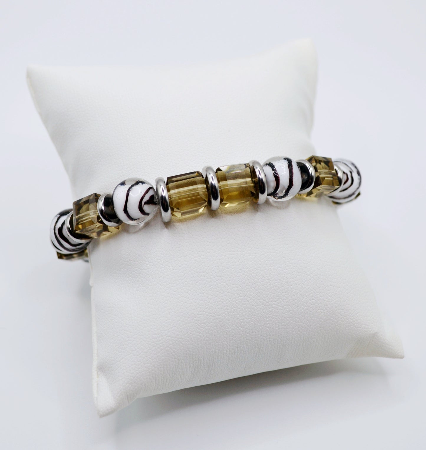 Striped glass beaded bracelets