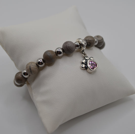 Weimaraner pink charm bracelet and earrings set