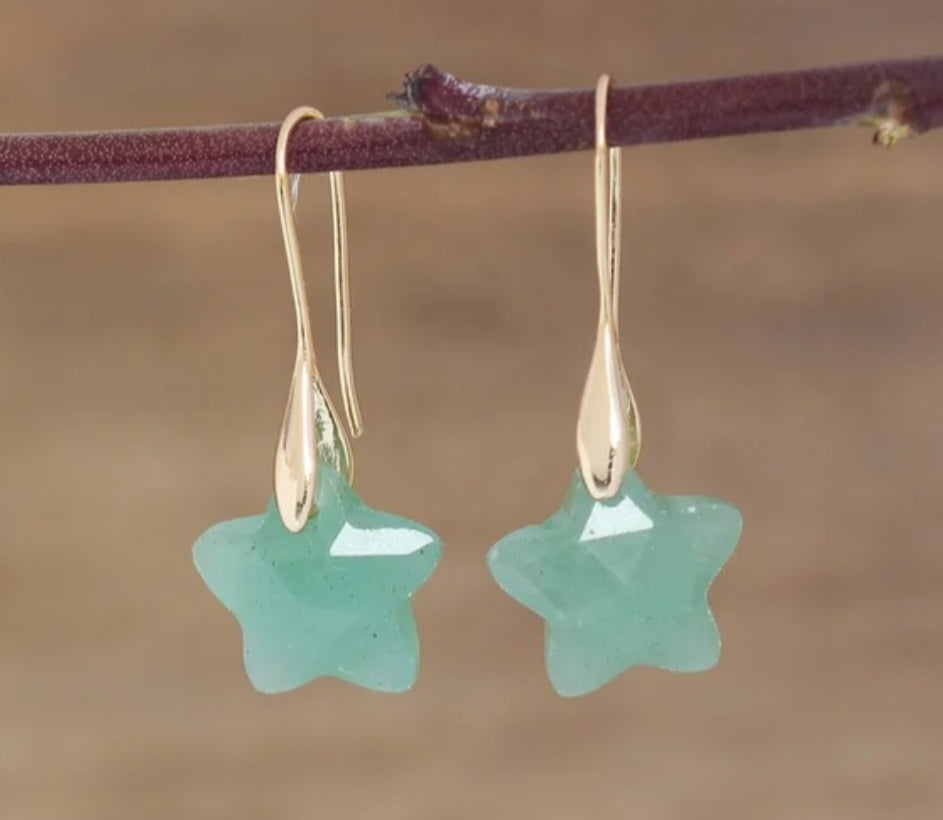 Gemstone star dangle earrings