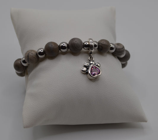 Weimaraner pink paw charm bracelet