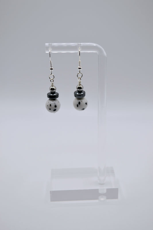 Dalmatian rondelle earrings edition two