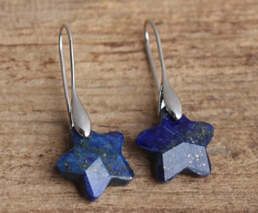 Gemstone star dangle earrings