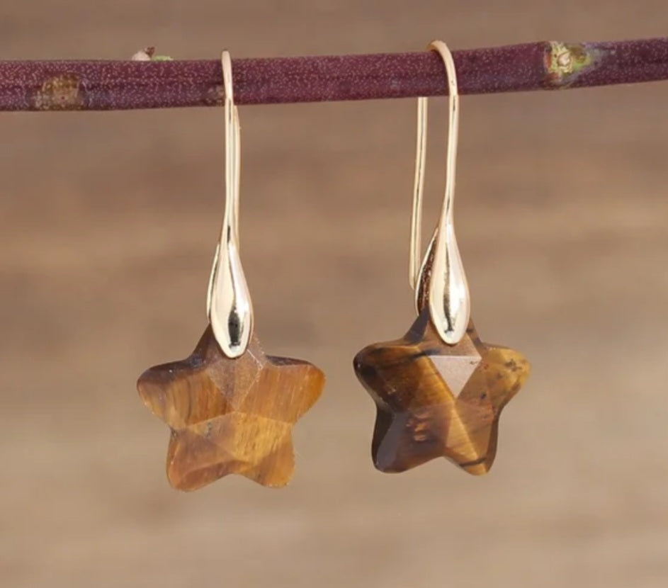 Gemstone star dangle earrings