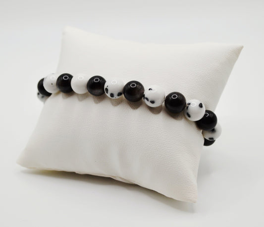 Dalmatian silver obsidian bracelet edition one