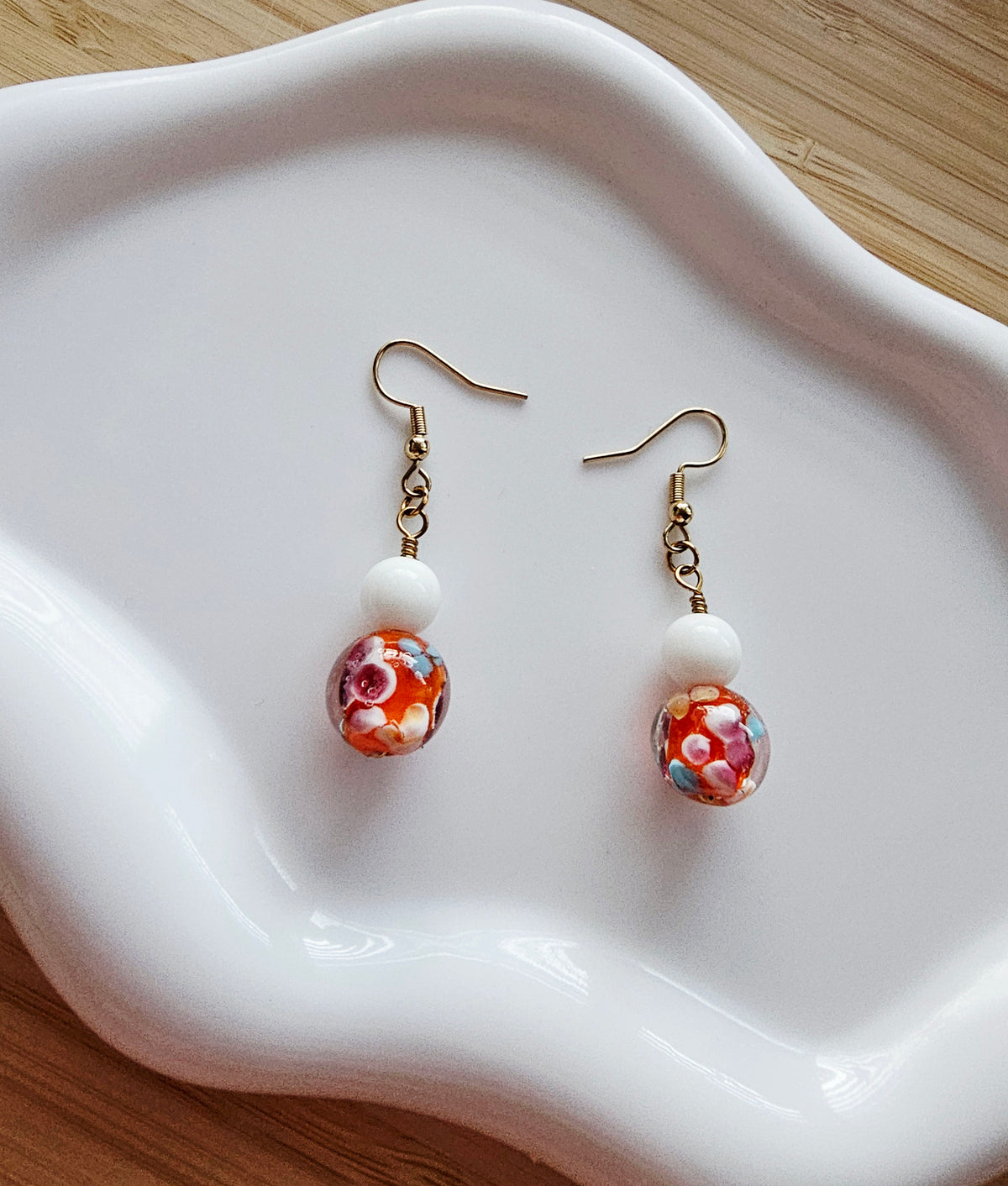 Floral glass earrings