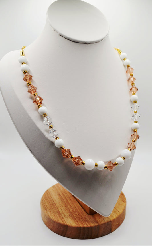 Peach beaded necklace