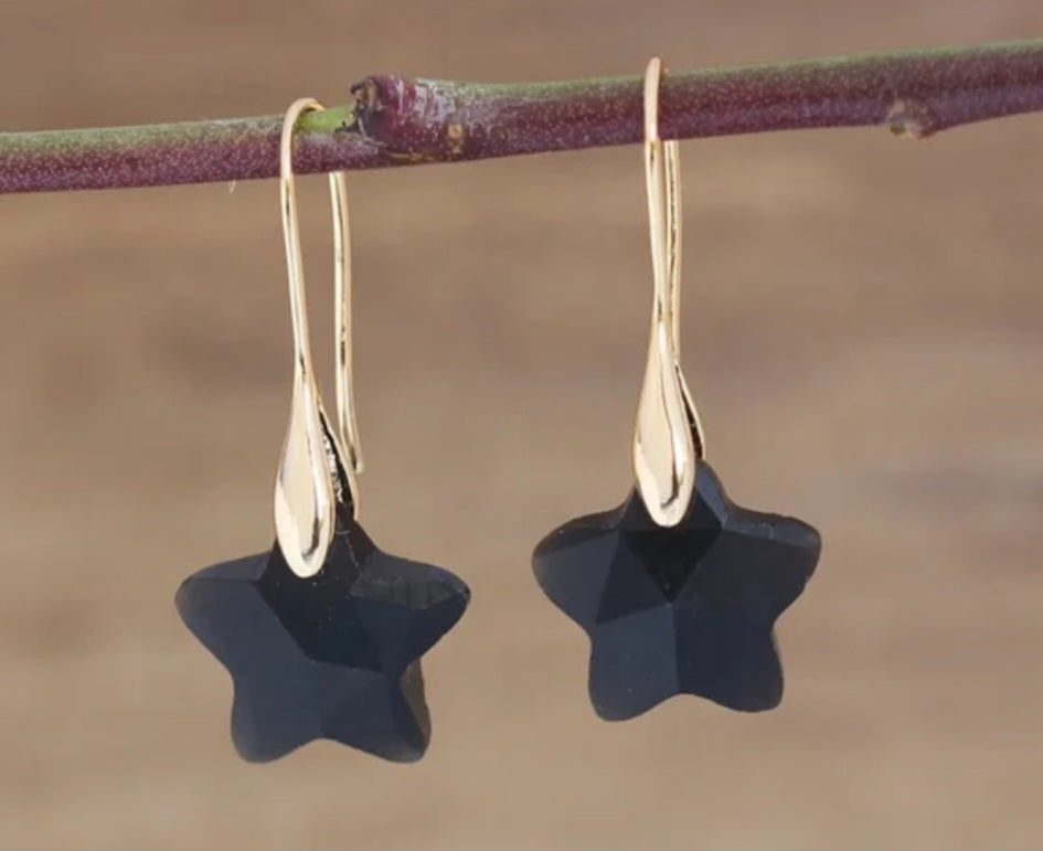 Gemstone star dangle earrings