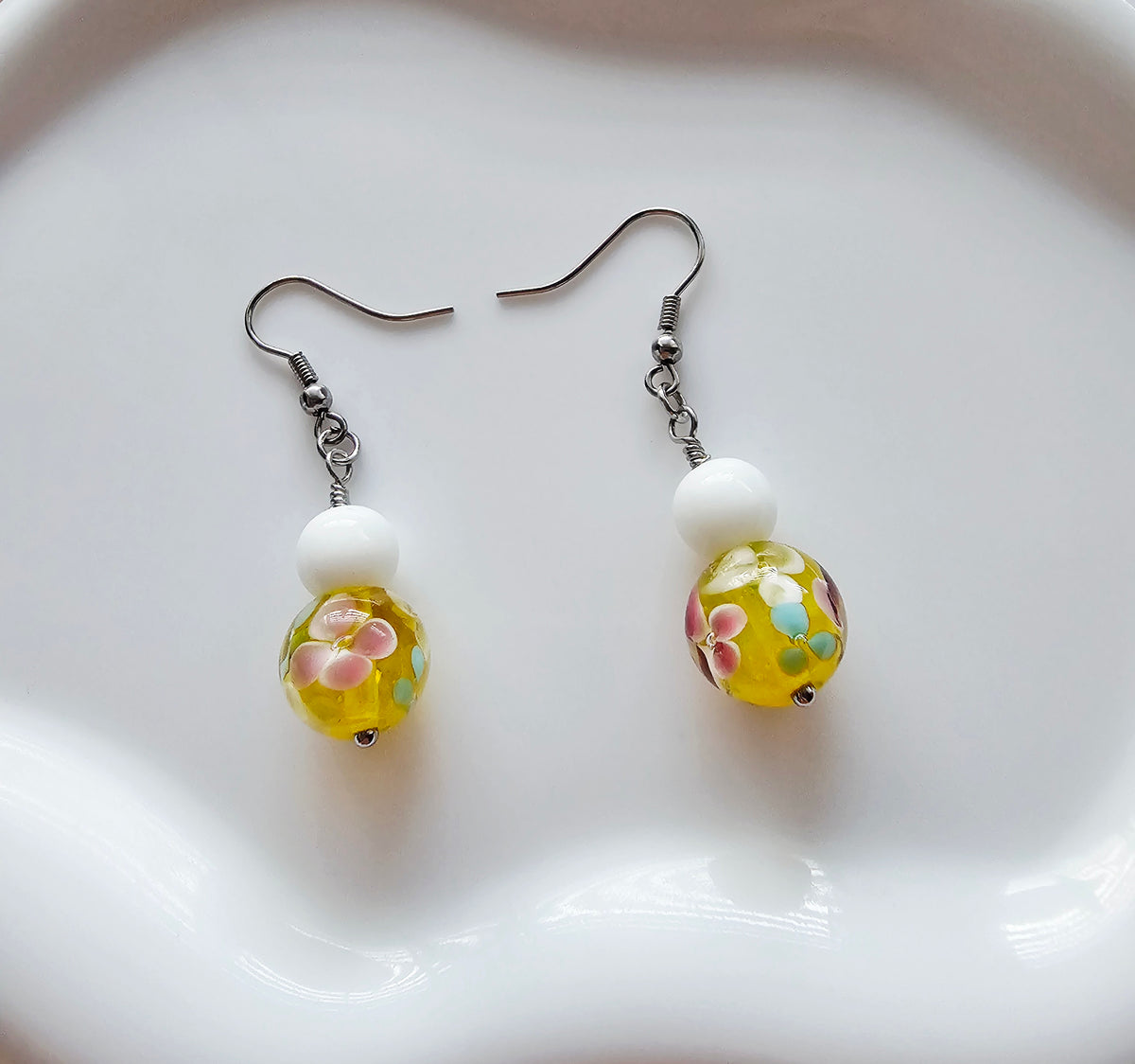 Floral glass earrings