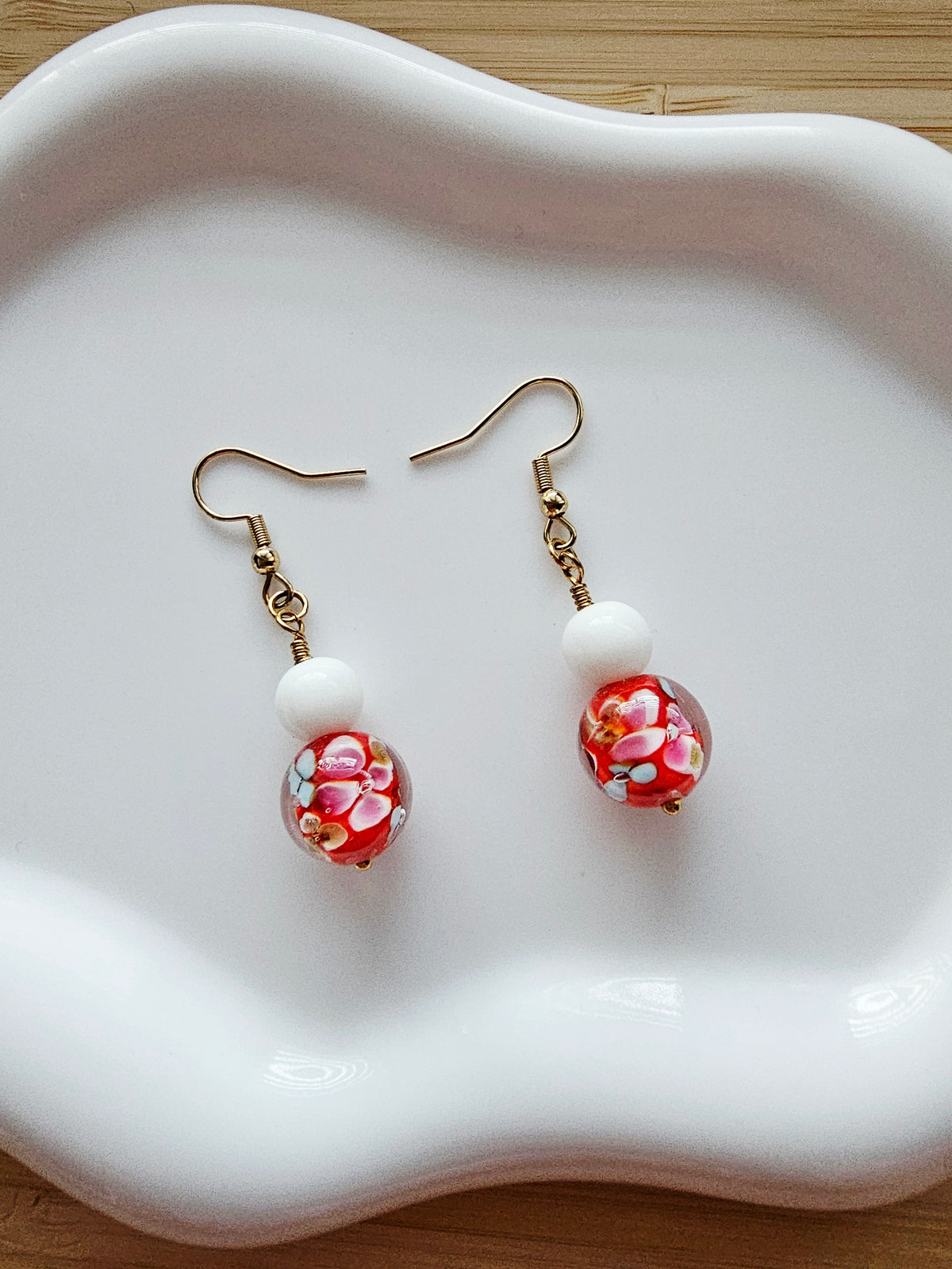 Floral glass earrings
