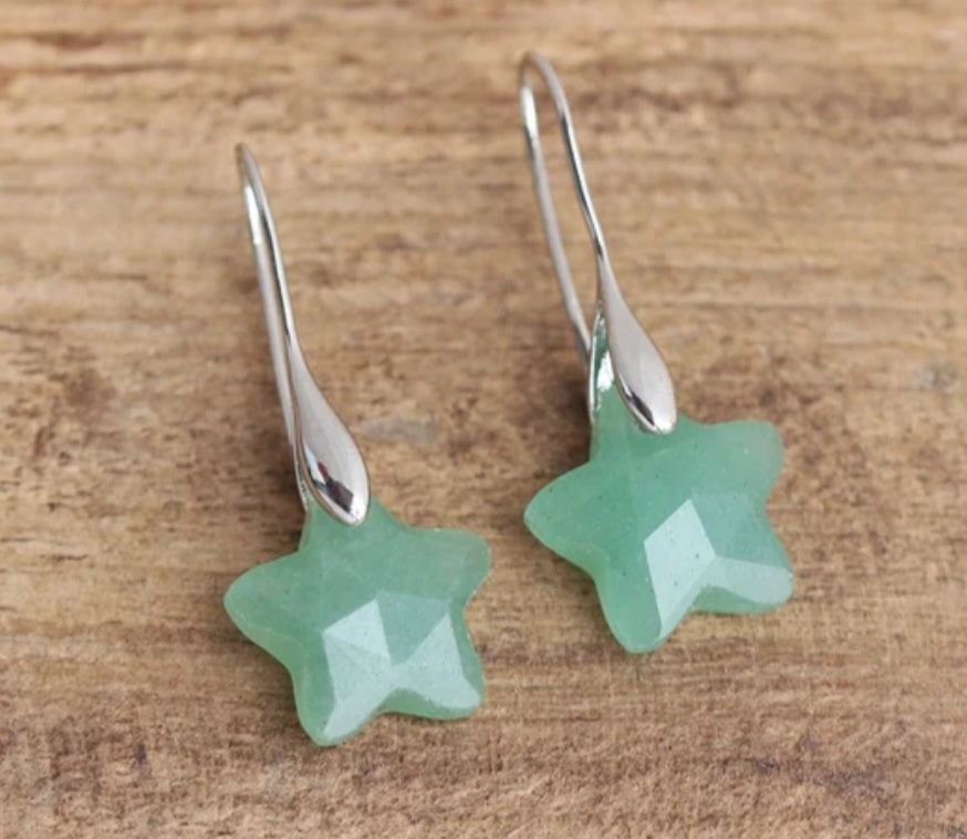 Gemstone star dangle earrings
