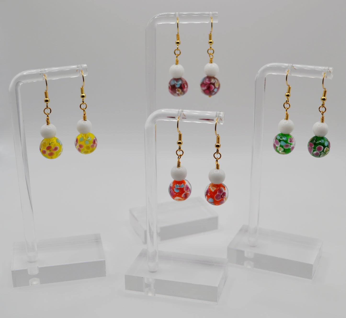 Floral glass earrings