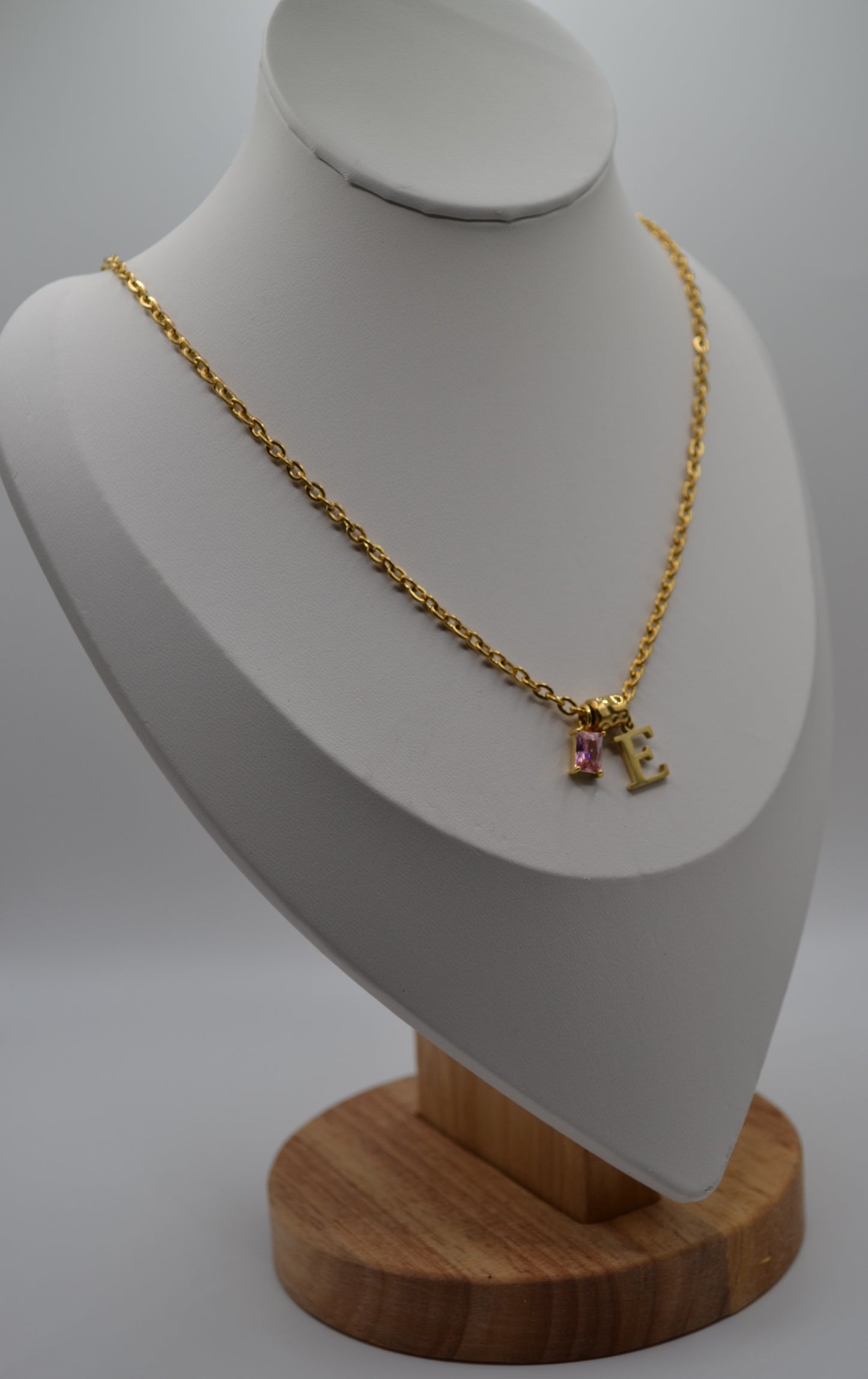 Birthstone and letter charm necklaces