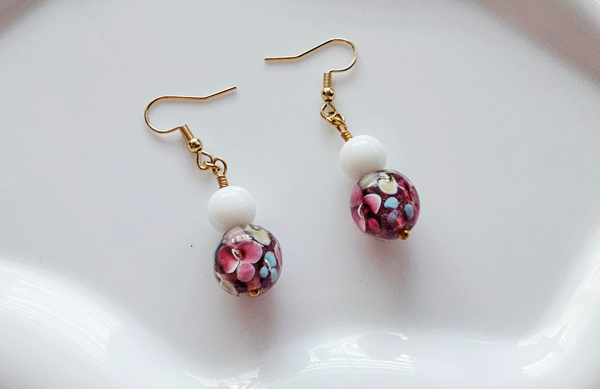 Floral glass earrings