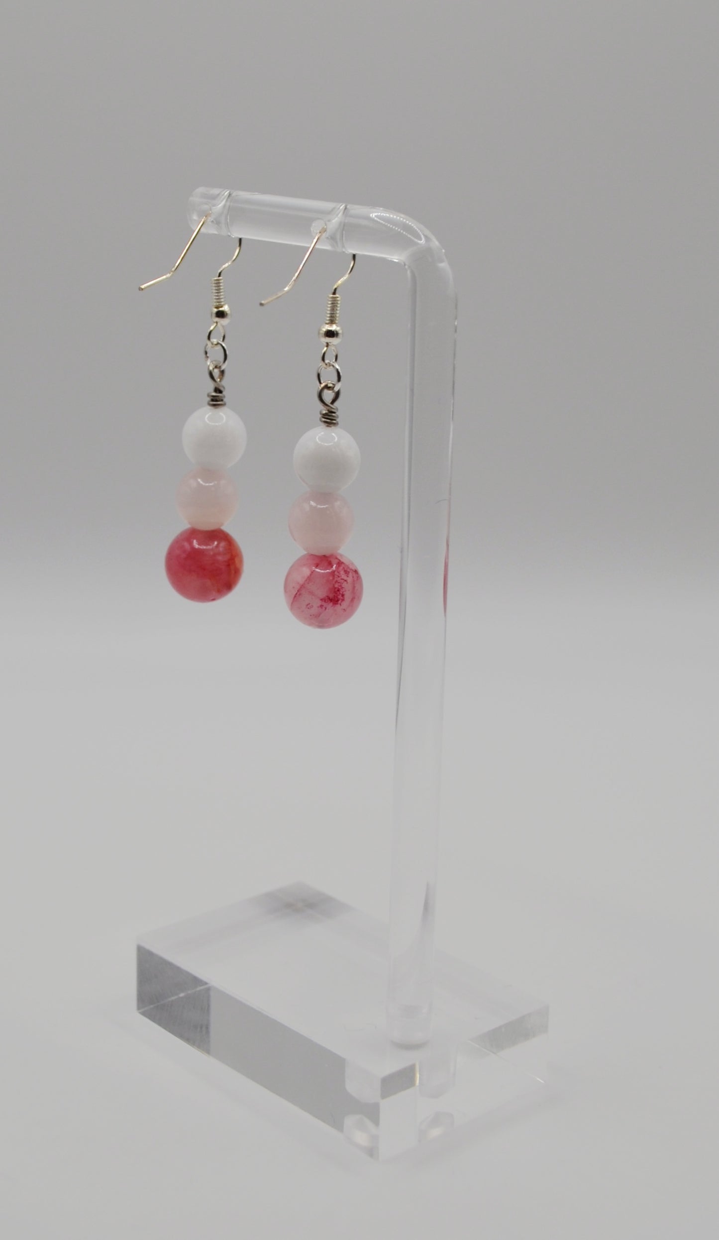 Red persian and white jade stone earrings