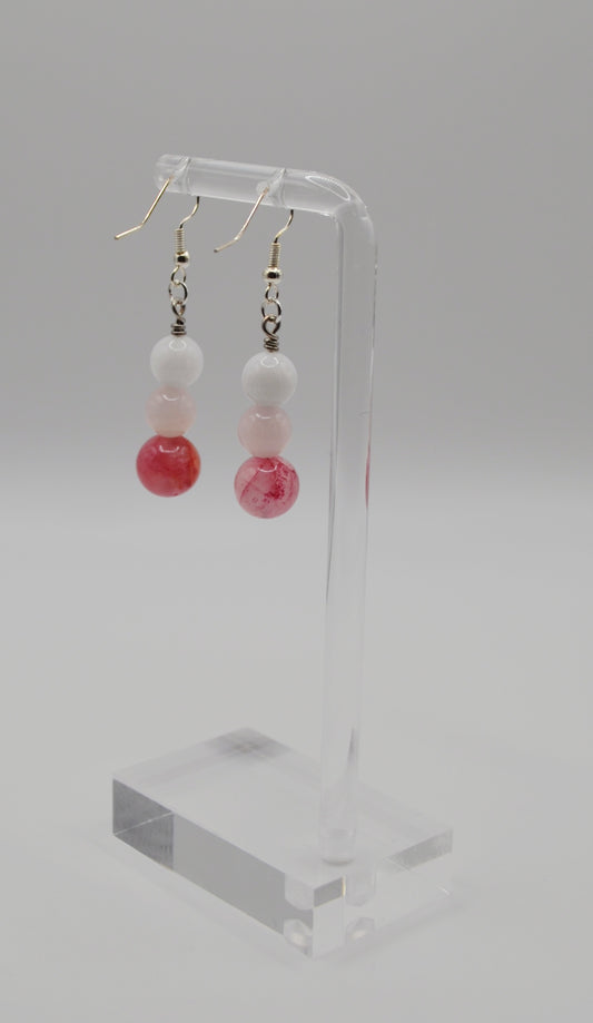 Red persian and white jade stone earrings