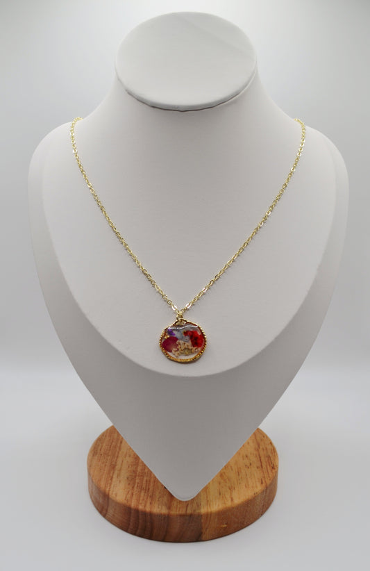Flower glass pendant necklace