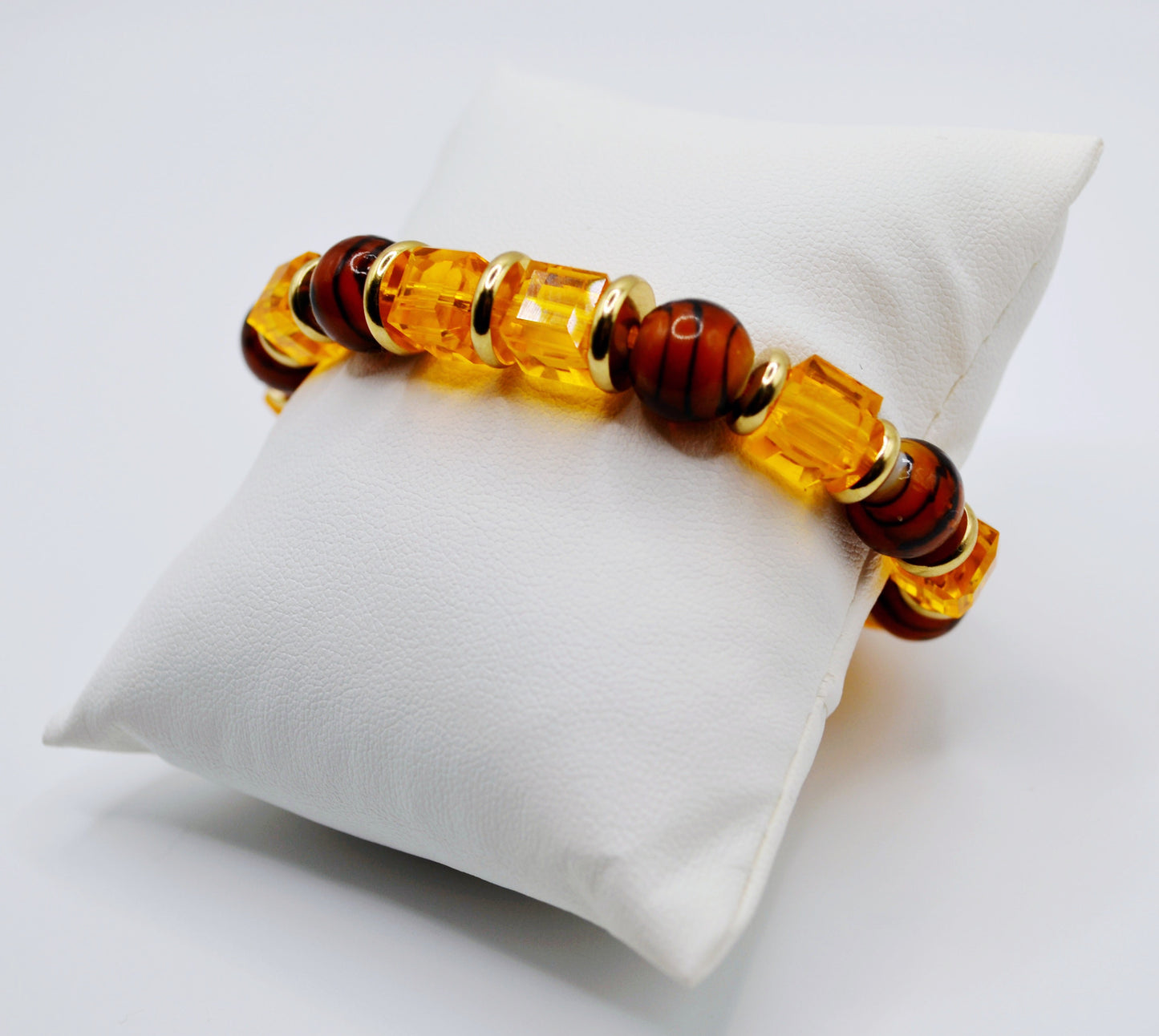 Striped glass beaded bracelets